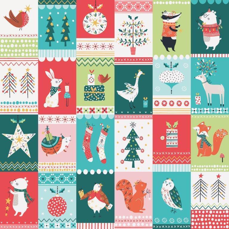 Forest Friends - Patchwork Squares Metallic