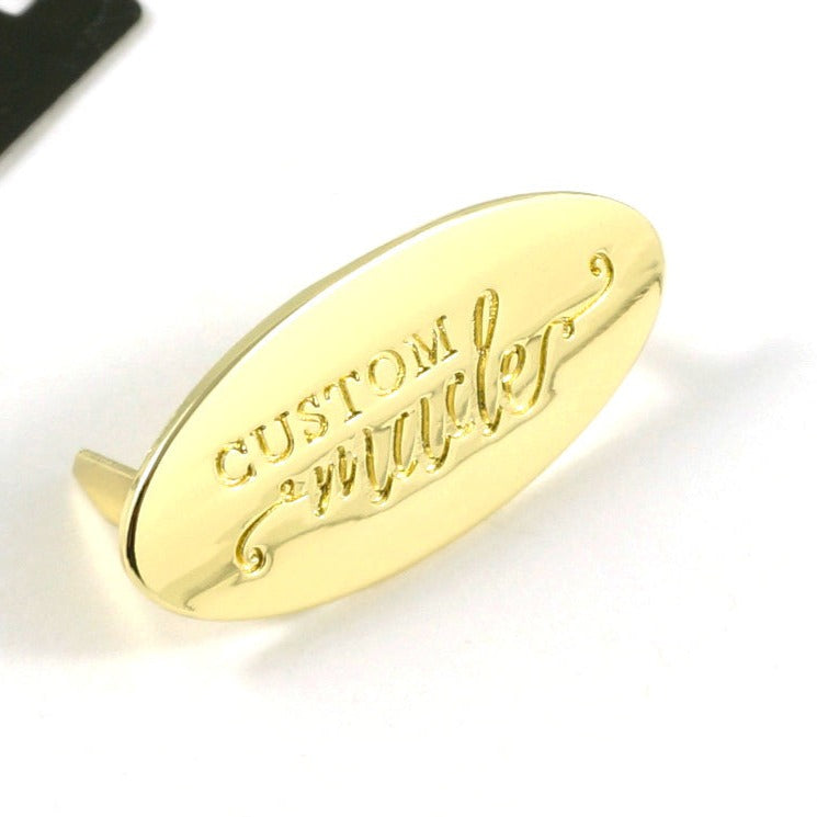 Metal Bag Label - Custom Made - Oval in Gold