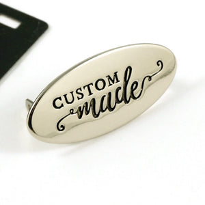 Metal Bag Label - Custom Made - Oval in Nickel