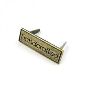 Metal Bag Label - Handcrafted - Antique Brass
