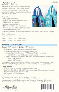 Zoey Zips from Lazy Girl Designs - PAPER Pattern